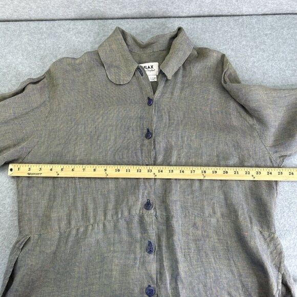 Vintage FLAX Small Linen Tunic Top Blouse Button Front Collared Lagenlook Flowy - Picture 12 of 16